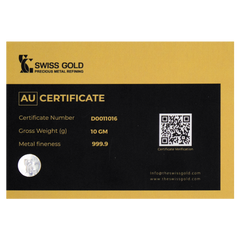 999.9 SwissGold Minted Bar - 10 grams