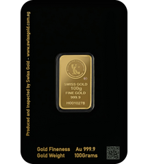 999.9 SwissGold Minted Bar - 100 grams