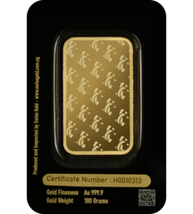 999.9 SwissGold Minted Bar - 100 grams