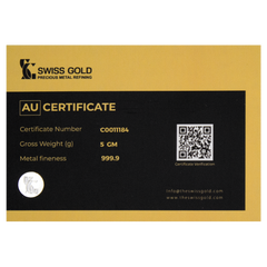 999.9 SwissGold Minted Bar - 5 grams