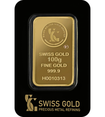 999.9 SwissGold Minted Bar - 100 grams