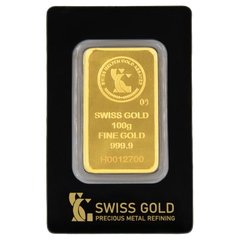 999.9 SwissGold Minted Bar - 100 grams