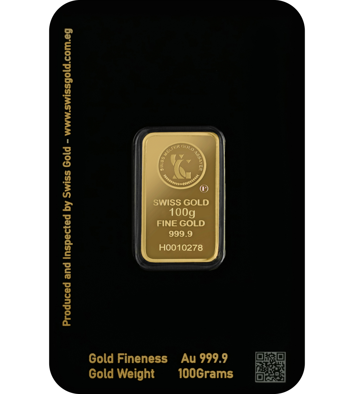 999.9 SwissGold Minted Bar - 100 grams