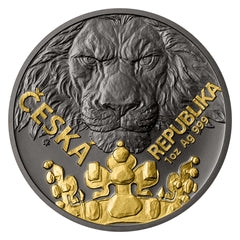 Silver 1 OZ Bullion Coin Czech Lion – Platinum/selective Gold Plating Stand