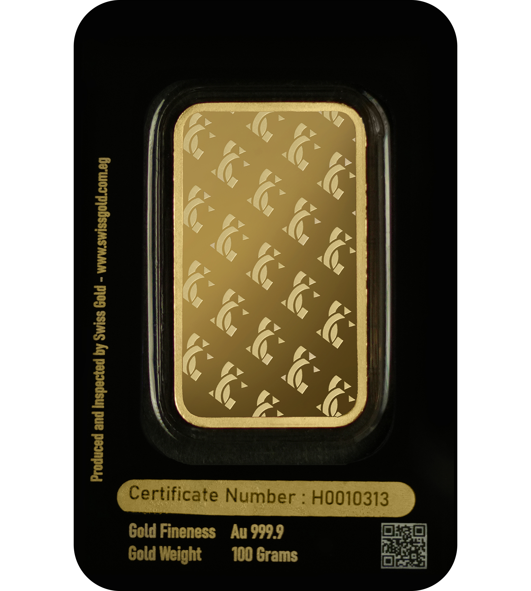 999.9 SwissGold Minted Bar - 100 grams