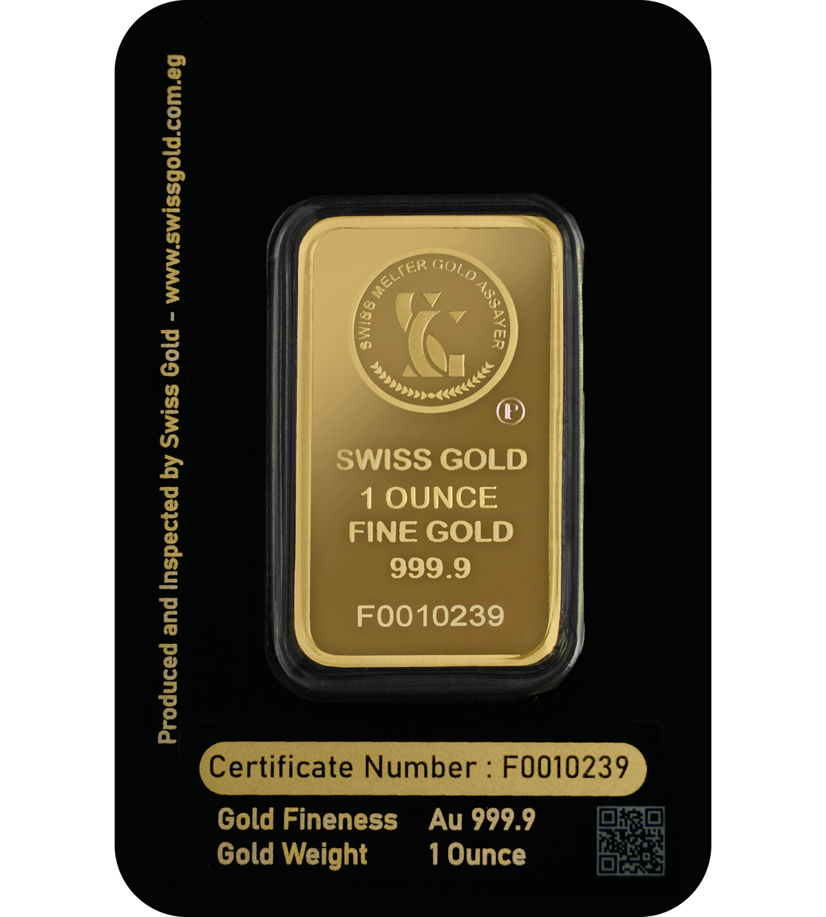 999.9 SwissGold Minted Bar - 1 Ounce
