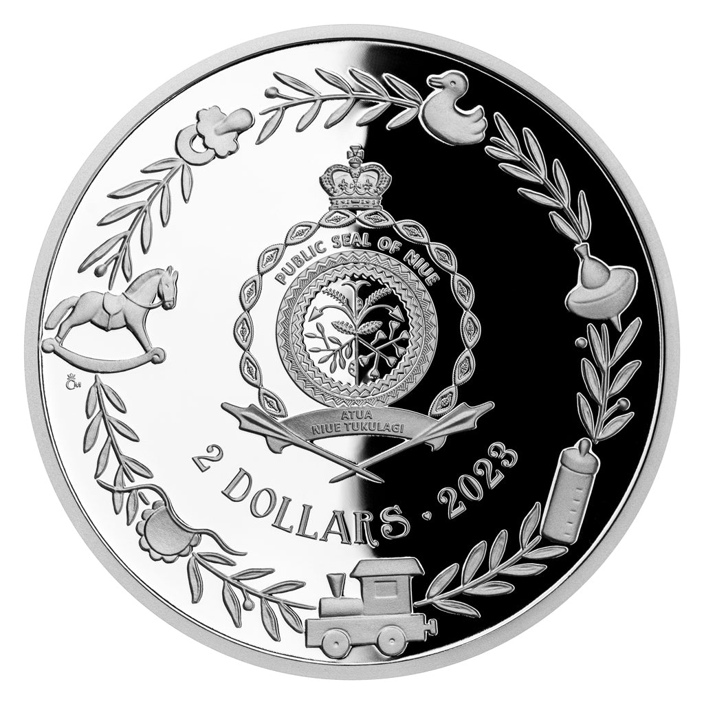 Silver 1 OZ coin Crystal Coin - Hello Baby 2023 proof